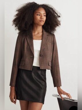 Madewell Sutter Crop Williams Multi Plaid Blazer Size Small